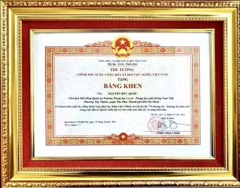 Bằng khen của Thủ Tướng Chính Phủ trao tặng Thầy Nguyễn Đức Quốc - Chủ Tịch TĐGDQT Nam Việt